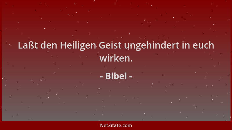 Bibel - Laßt den Heiligen Geist ungehindert in euch wirken....