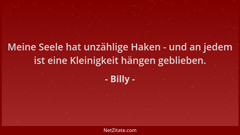 Billy - Meine Seele hat unzählige Haken - und an jedem ist eine Kleinigkeit hängen geblieben....