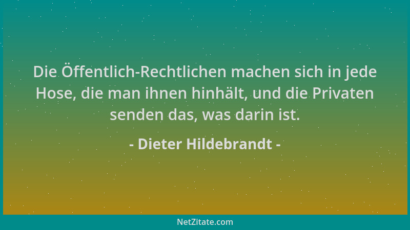 Dieter Hildebrandt - Die Öffentlich-Rechtlichen machen sich in jede Hose, die man ihnen hinhält, und die Privaten senden da...