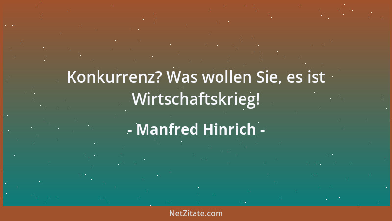 Manfred Hinrich - Konkurrenz? Was wollen Sie, es ist Wirtschaftskrieg!...