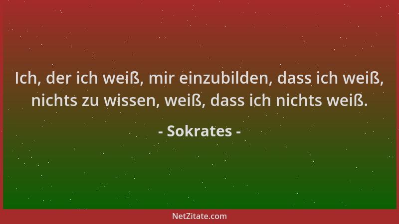 Sokrates - Ich, der ich weiß, mir einzubilden, dass ich weiß, nichts zu wissen, weiß, dass ich nichts weiß....