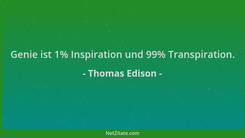 Thomas Edison - Genie ist 1% Inspiration und 99% Transpiration....