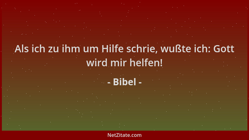 Bibel - Als ich zu ihm um Hilfe schrie, wußte ich: Gott wird mir helfen!...