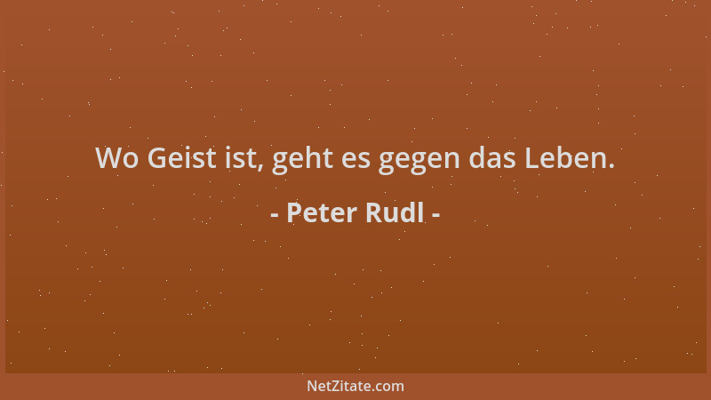 Peter Rudl - Wo Geist ist, geht es gegen das Leben....