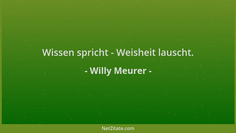 Willy Meurer - Wissen spricht - Weisheit lauscht....