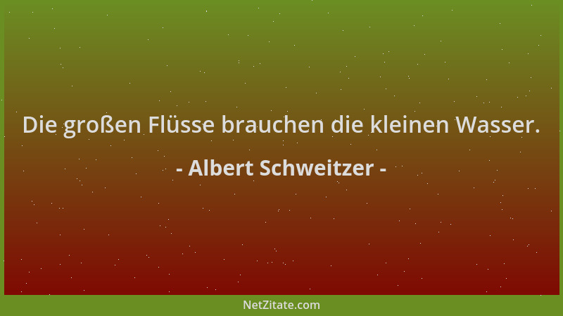 Albert Schweitzer - Die großen Flüsse brauchen die kleinen Wasser....