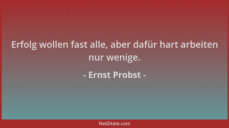 Ernst Probst - Erfolg wollen fast alle, aber dafür hart arbeiten nur wenige....