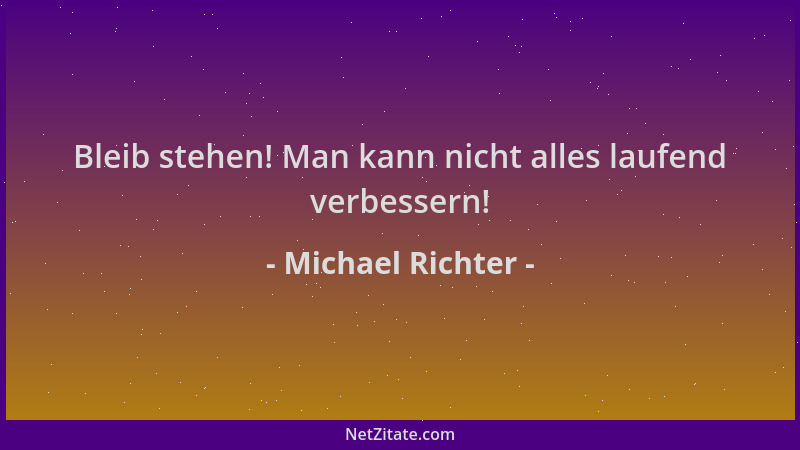 Michael Richter - Bleib stehen! Man kann nicht alles laufend verbessern!...