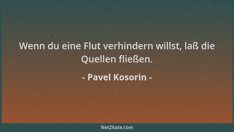 Pavel Kosorin - Wenn du eine Flut verhindern willst, laß die Quellen fließen....