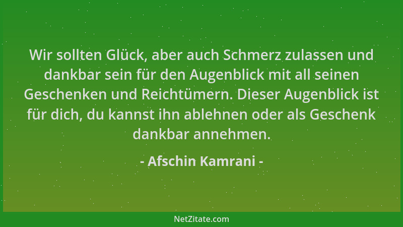 Afschin Kamrani - Wir sollten Glück, aber auch Schmerz zulassen und dankbar sein für den Augenblick mit all seinen Geschenk...