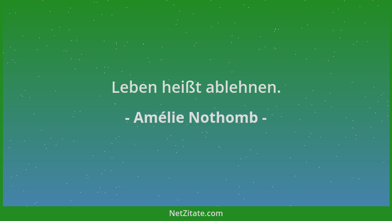 Amélie Nothomb - Leben heißt ablehnen....