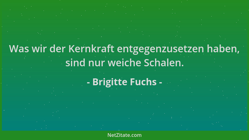 Brigitte Fuchs - Was wir der Kernkraft entgegenzusetzen haben, sind nur weiche Schalen....