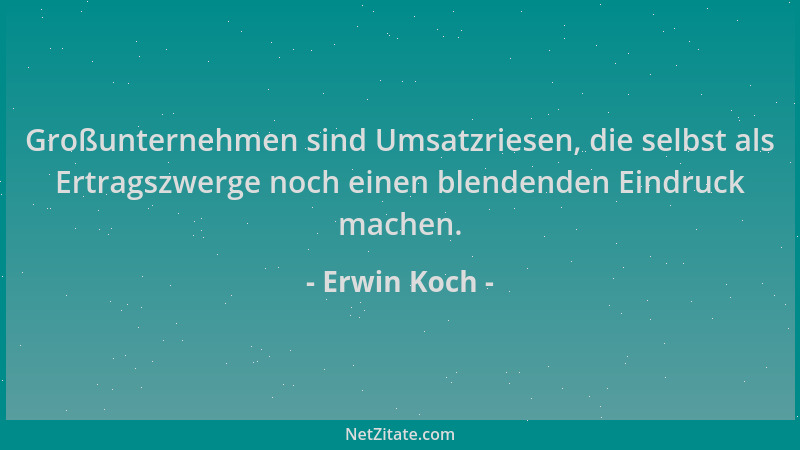 Erwin Koch - Großunternehmen sind Umsatzriesen, die selbst als Ertragszwerge noch einen blendenden Eindruck machen....