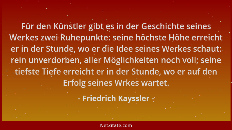 Friedrich Kayssler - Für den Künstler gibt es in der Geschichte seines Werkes zwei Ruhepunkte: seine höchste Höhe erreicht...