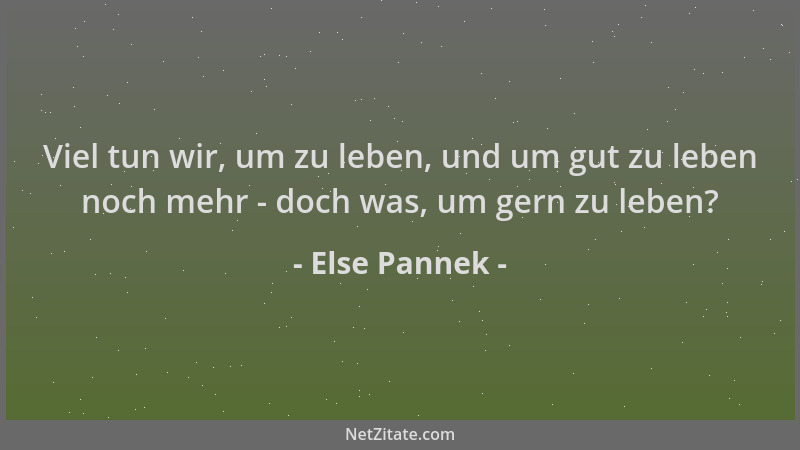 Else Pannek - Viel tun wir, um zu leben, und um gut zu leben noch mehr - doch was, um gern zu leben?...