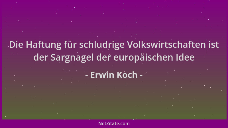 Erwin Koch - Die Haftung für schludrige Volkswirtschaften ist der Sargnagel der europäischen Idee...