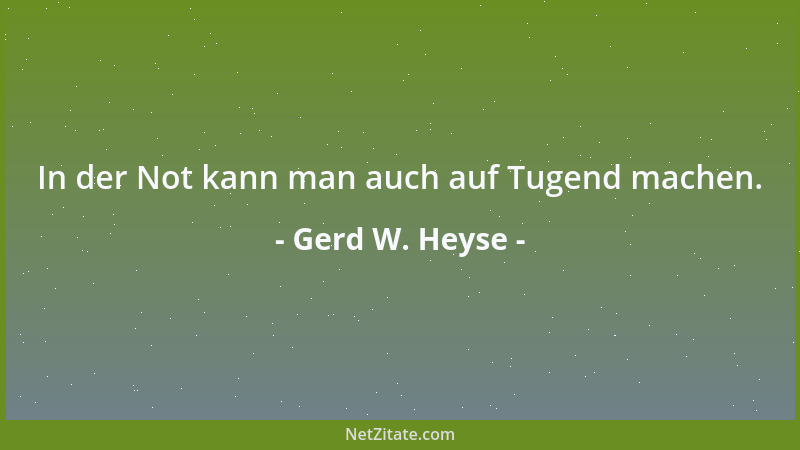 Gerd W. Heyse - In der Not kann man auch auf Tugend machen....