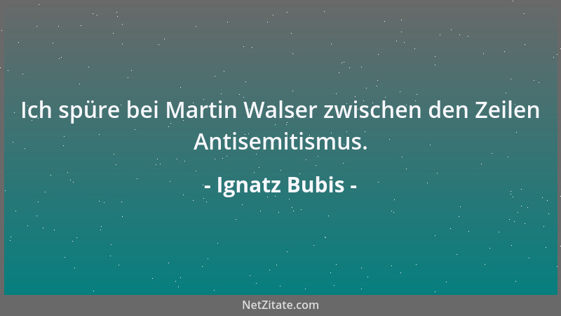 Ignatz Bubis - Ich spüre bei Martin Walser zwischen den Zeilen Antisemitismus....