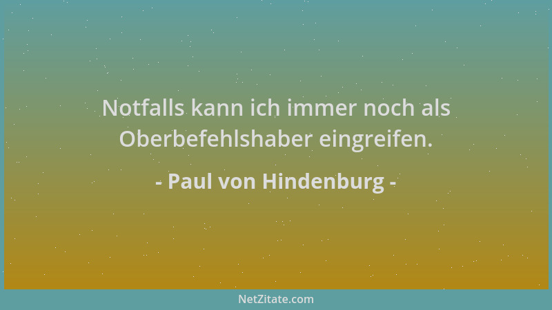 Paul von Hindenburg - Notfalls kann ich immer noch als Oberbefehlshaber eingreifen....