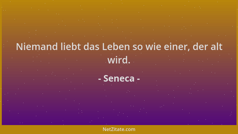 Seneca - Niemand liebt das Leben so wie einer, der alt wird....
