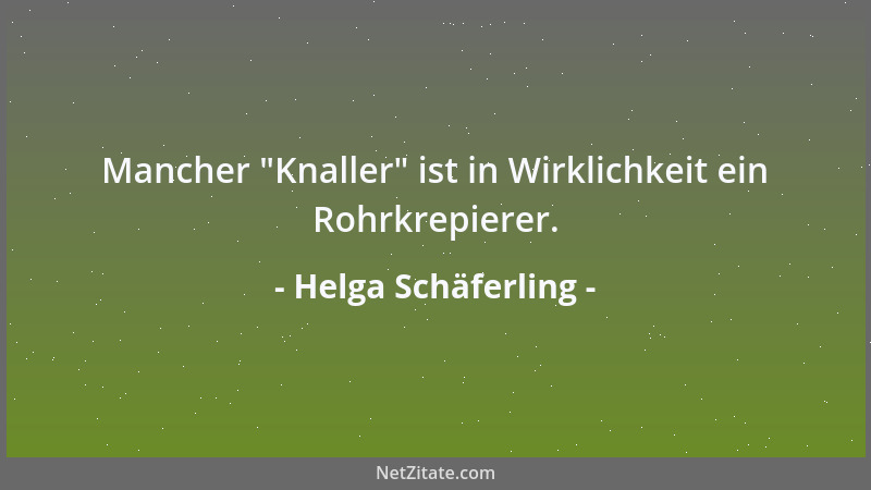 Helga Schäferling - Mancher  "Knaller " ist in Wirklichkeit ein Rohrkrepierer....