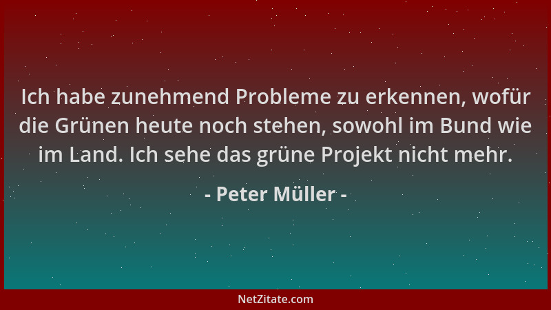 Peter Müller - Ich habe zunehmend Probleme zu erkennen, wofür die Grünen heute noch stehen, sowohl im Bund wie im Land. Ich...