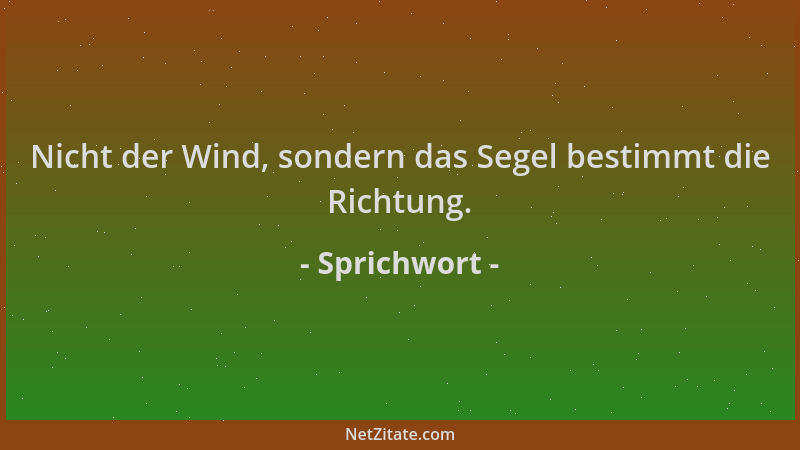 Sprichwort - Nicht der Wind, sondern das Segel bestimmt die Richtung....