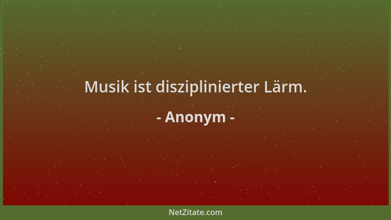 Anonym - Musik ist disziplinierter Lärm....