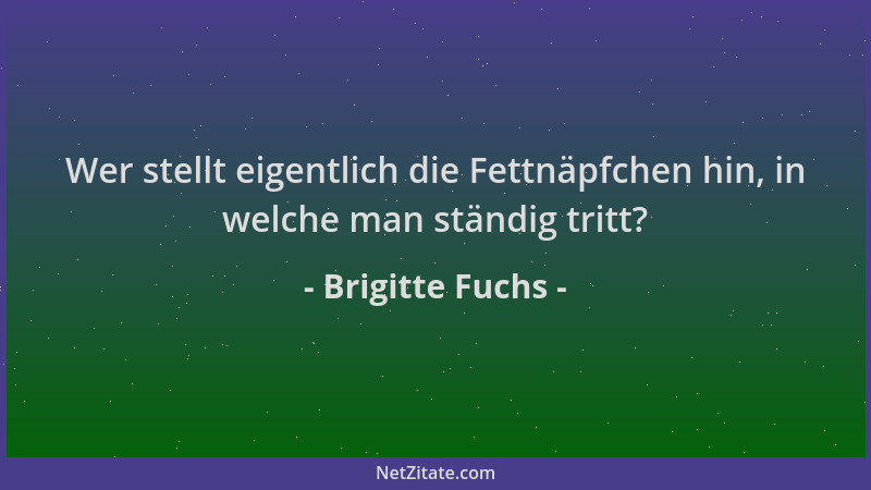 Brigitte Fuchs - Wer stellt eigentlich die Fettnäpfchen hin, in welche man ständig tritt?...