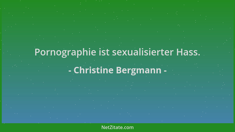 Christine Bergmann - Pornographie ist sexualisierter Hass....