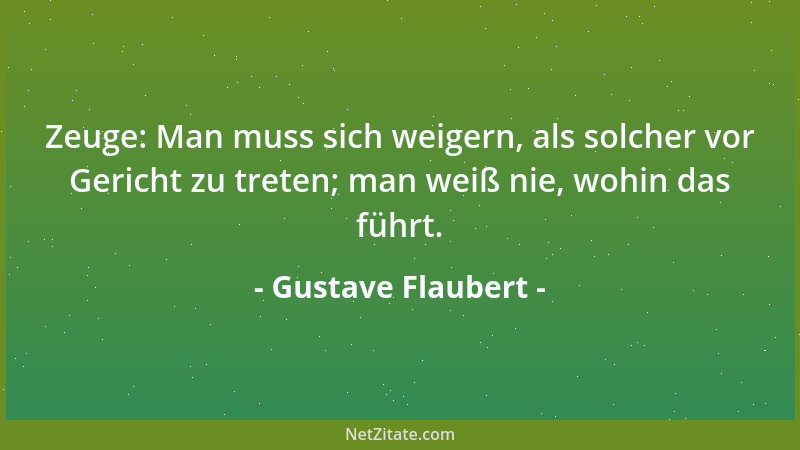 Gustave Flaubert - Zeuge: Man muss sich weigern, als solcher vor Gericht zu treten; man weiß nie, wohin das führt....