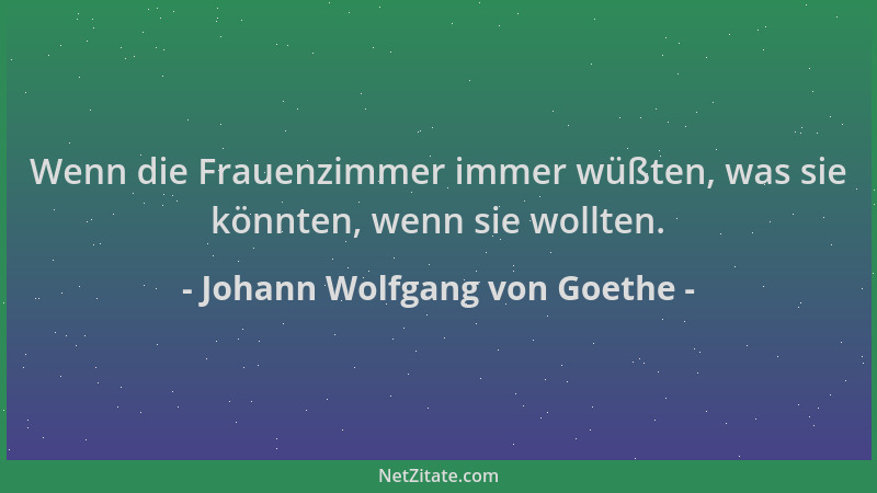 Johann Wolfgang von Goethe - Wenn die Frauenzimmer immer wüßten, was sie könnten, wenn sie wollten....