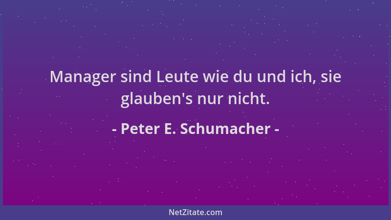Peter E. Schumacher - Manager sind Leute wie du und ich, sie glauben 's nur nicht....