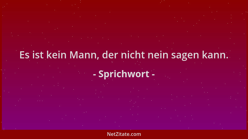 Sprichwort - Es ist kein Mann, der nicht nein sagen kann....