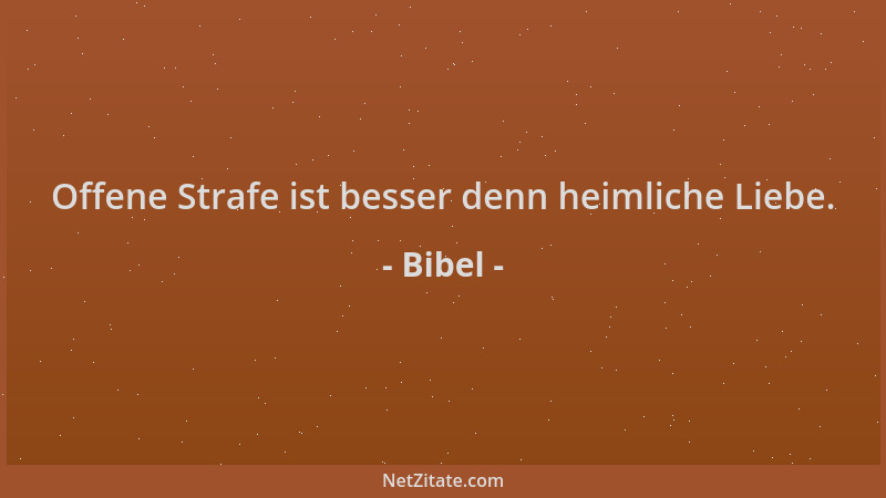 Bibel - Offene Strafe ist besser denn heimliche Liebe....