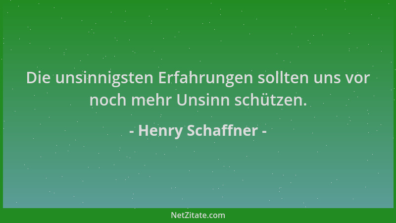 Henry Schaffner - Die unsinnigsten Erfahrungen sollten uns vor noch mehr Unsinn schützen....