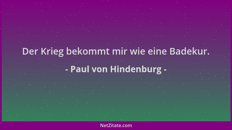 Paul von Hindenburg - Der Krieg bekommt mir wie eine Badekur....