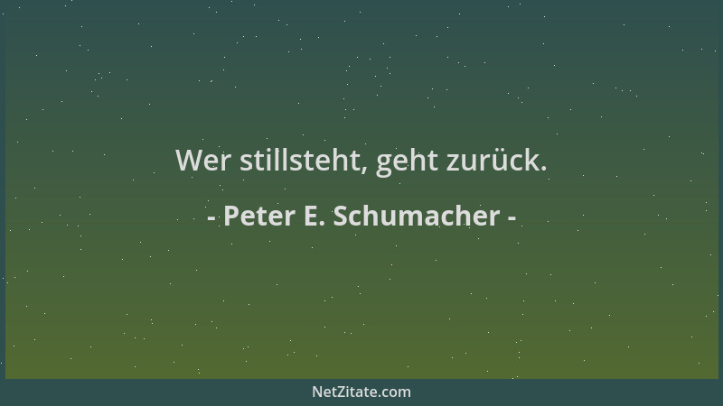 Peter E. Schumacher - Wer stillsteht, geht zurück....