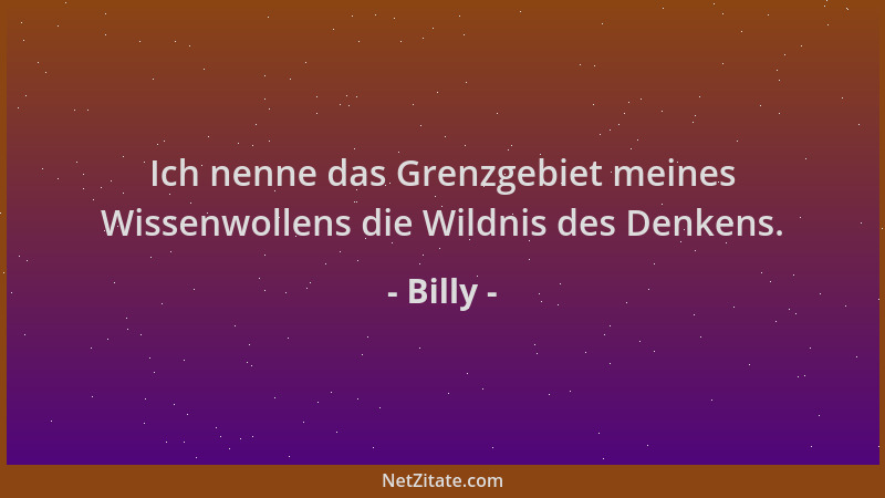 Billy - Ich nenne das Grenzgebiet meines Wissenwollens die Wildnis des Denkens....