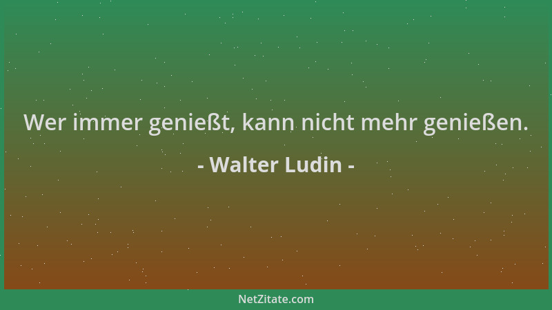 Walter Ludin - Wer immer genießt, kann nicht mehr genießen....