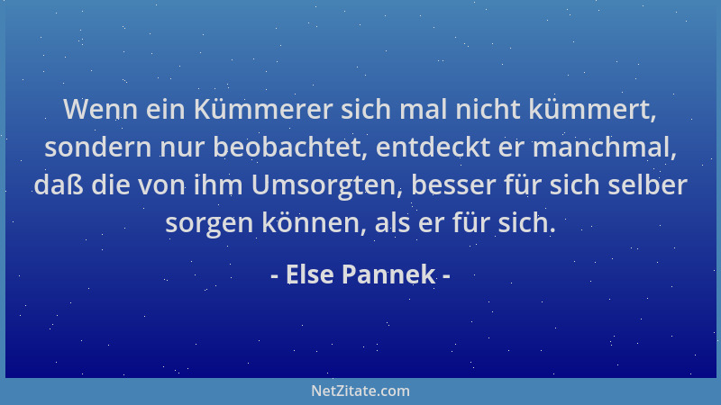 Else Pannek - Wenn ein Kümmerer sich mal nicht kümmert, sondern nur beobachtet, entdeckt er manchmal, daß die von ihm Umsor...