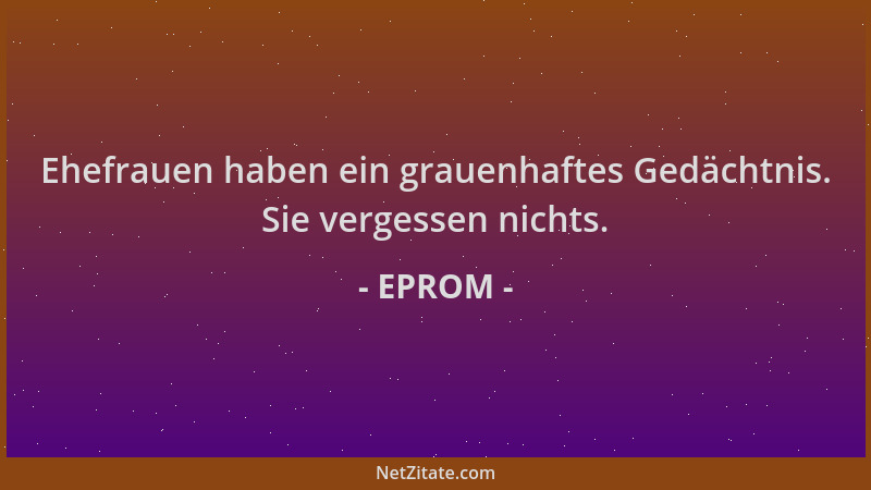 EPROM - Ehefrauen haben ein grauenhaftes Gedächtnis. Sie vergessen nichts....