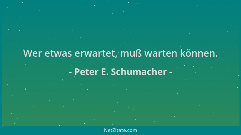 Peter E. Schumacher - Wer etwas erwartet, muß warten können....