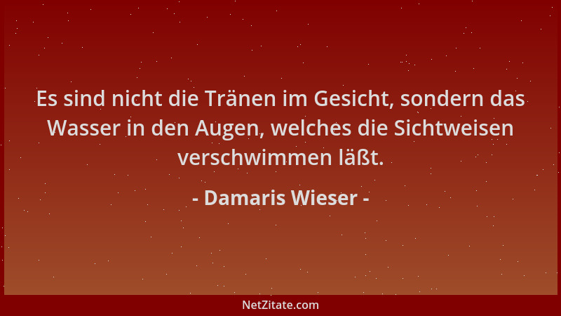 Damaris Wieser - Es sind nicht die Tränen im Gesicht, sondern das Wasser in den Augen, welches die Sichtweisen verschwimmen...