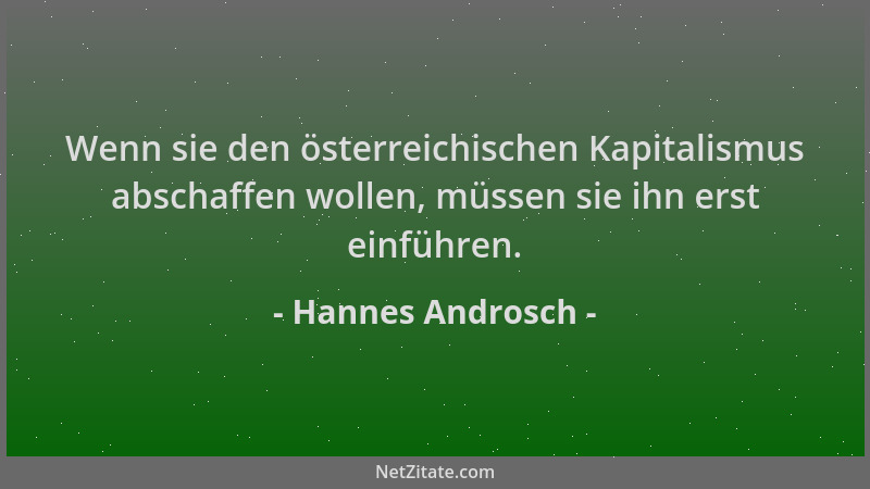 Hannes Androsch - Wenn sie den österreichischen Kapitalismus abschaffen wollen, müssen sie ihn erst einführen....
