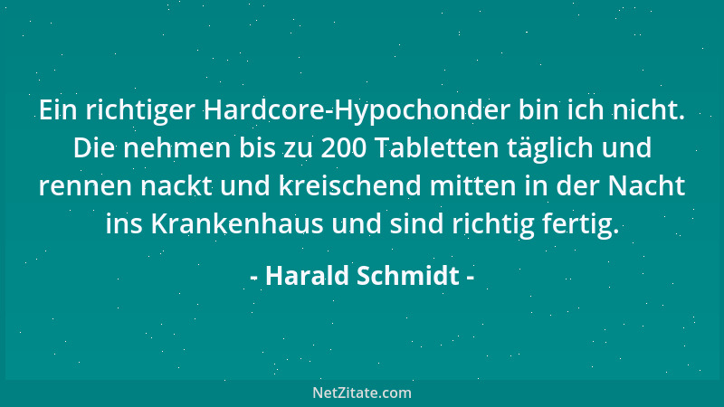 Harald Schmidt - Ein richtiger Hardcore-Hypochonder bin ich nicht. Die nehmen bis zu 200 Tabletten täglich und rennen nackt...