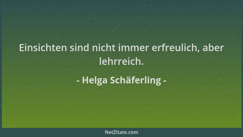 Helga Schäferling - Einsichten sind nicht immer erfreulich, aber lehrreich....