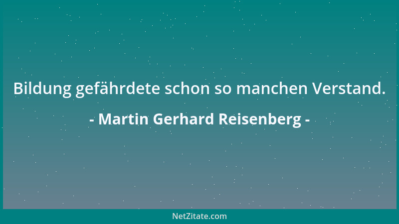 Martin Gerhard Reisenberg - Bildung gefährdete schon so manchen Verstand....