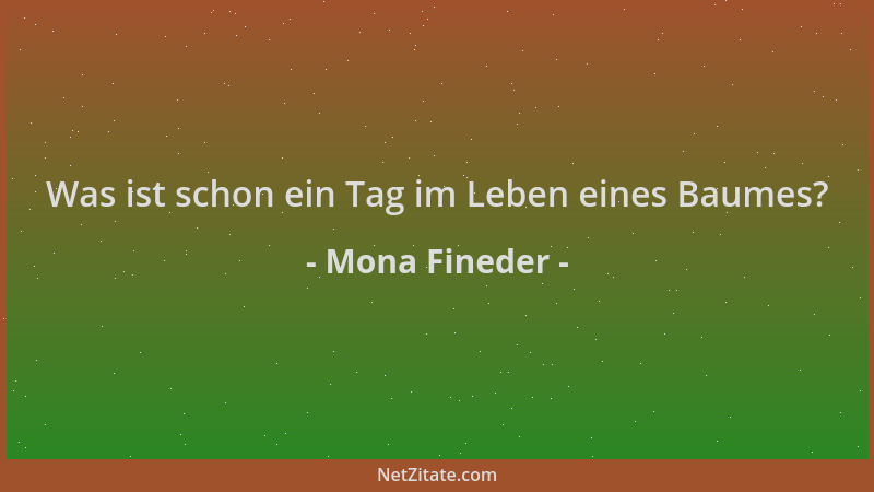 Mona Fineder - Was ist schon ein Tag im Leben eines Baumes?...