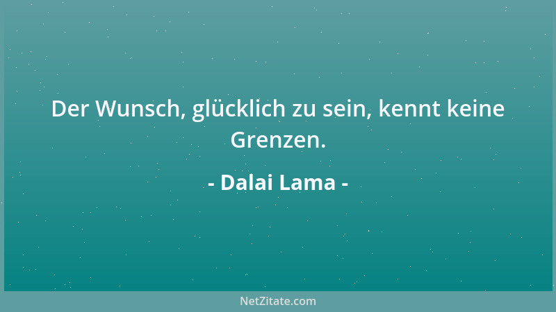 Dalai Lama - Der Wunsch, glücklich zu sein, kennt keine Grenzen....